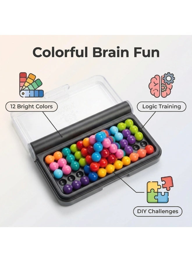 سمارت جيمز لعبة لغز الذكاء المحمول لتعزيز مهارات التفكير المنطقي وحل المشكلات، تتضمن 120 تحديًا ثنائي وثلاثي الأبعاد بمستويات صعوبة متدرجة من السهل إلى الخبير، مناسبة للأعمار من 6 سنوات فما فوق، لعبة سفر ممتعة في علبة محمولة - Image 3